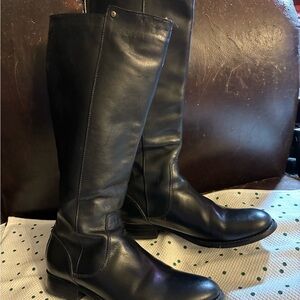 Frye Tall Black Leather Moto Boots